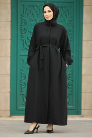  Black Hijab For Women Turkish Abaya 88681S - 1