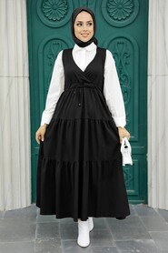  Black Hijab Gilet Dress 577S - NEVA STYLE