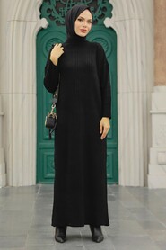  Black Hijab Knitwear Dress 34150S - 2