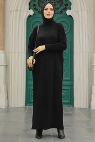  Black Hijab Knitwear Dress 34150S - 1