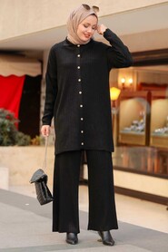  Black Hijab Knitwear Dual Suit 33860S - 1