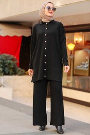  Black Hijab Knitwear Dual Suit 33860S - 2