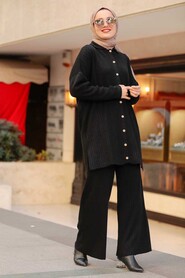  Black Hijab Knitwear Dual Suit 33860S - 3