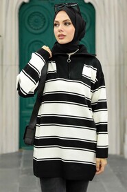  Black Hijab Knitwear Tunic 26941S - 1