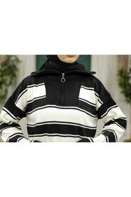  Black Hijab Knitwear Tunic 26941S - 3