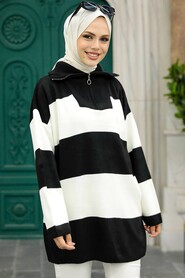  Black Hijab Knitwear Tunic 27021S - 2