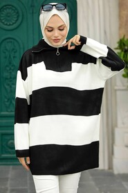  Black Hijab Knitwear Tunic 27021S - 1