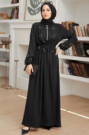  Black Hijab Maxi Dress 13260S - 3