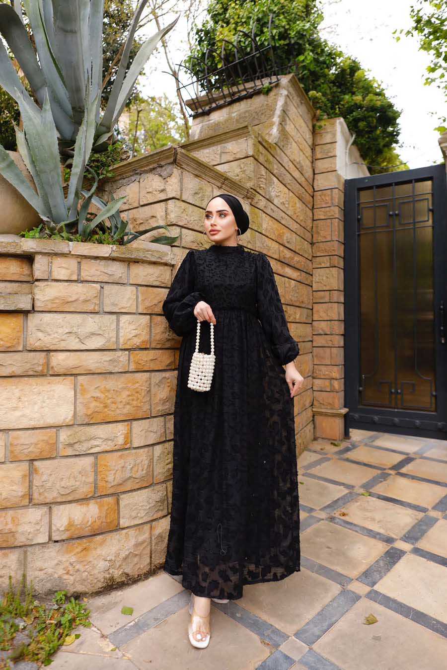  Black Hijab Maxi Dress 1388S