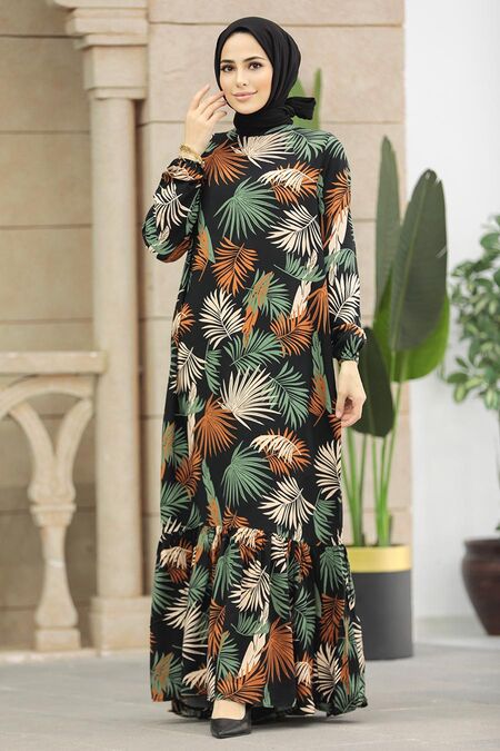  Black Hijab Maxi Dress 15713S - NEVA STYLE