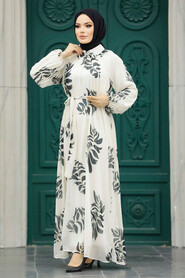  Black Hijab Maxi Dress 20042S - Thumbnail