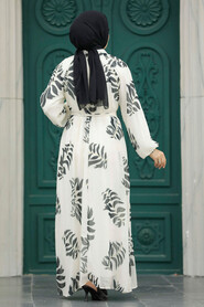  Black Hijab Maxi Dress 20042S - Thumbnail