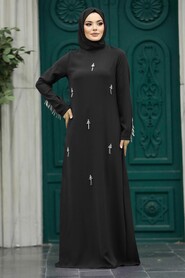  Black Hijab Maxi Dress 30024S - NEVA STYLE