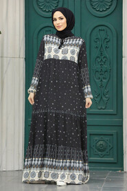  Black Hijab Maxi Dress 50094S - 1