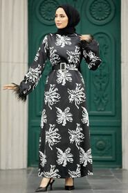  Black Hijab Maxi Dress 77301S - 1