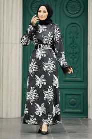  Black Hijab Maxi Dress 77301S - 2