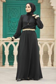  Black Hijab Maxi Dress 5852S - 1