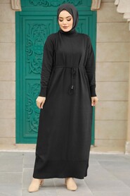  Black Hijab Mercerized Dress 10158S - NEVA STYLE