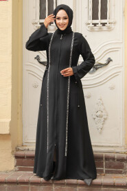  Black Hijab Turkish Abaya 20008S - 1