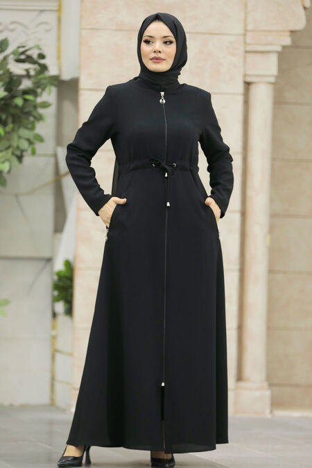  Black Hijab Turkish Abaya 60125S - NEVA STYLE