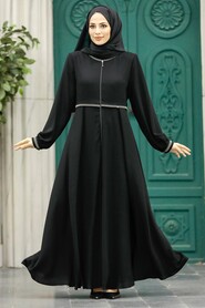  Black Hijab Turkish Abaya 62532S - 2