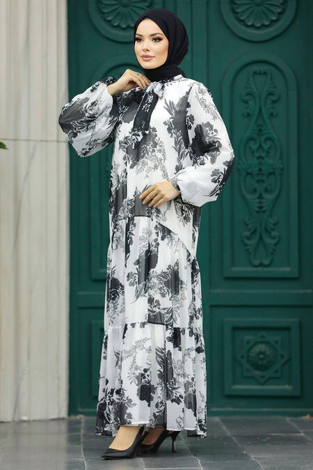  Black Hijab Turkish Dress 18601S - NEVA STYLE