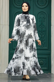  Black Hijab Turkish Dress 18601S - 2