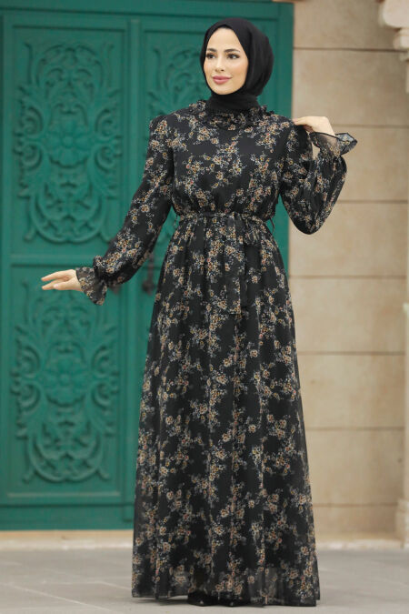 Black Hijab Turkish Dress 29712S - Neva-style.com