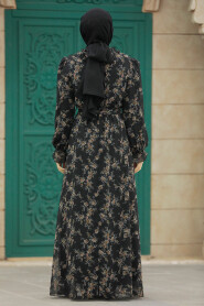  Black Hijab Turkish Dress 29712S - 2