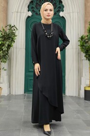  Black Hijab Turkish Dress 34231S - 3