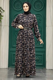  Black Hijab Turkish Dress 39171S - 1