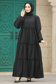  Black Hijab Turkish Dress 57342S - 2