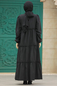  Black Hijab Turkish Dress 57342S - 3