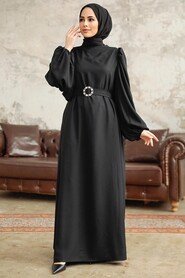  Black Hijab Turkish Dress 5866S - 2