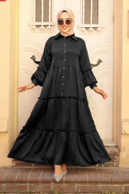  Black Hijab Turkish Dress 5884S - NEVA STYLE