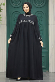  Black Hijab Turkish Dress 89581S - 1