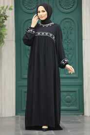  Black Hijab Turkish Dress 89581S - 2
