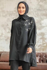 Black Hijab Turkish Shirt 11221S - 2