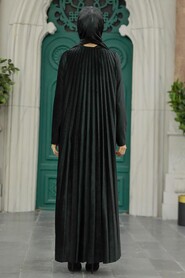  Black Hijab Velvet Dress 1287S - 3