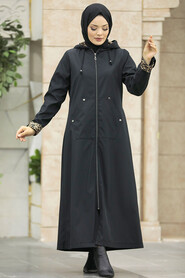  Black Islamic Clothing Coat 60623S - 1