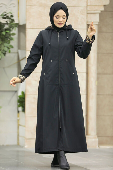  Black Islamic Clothing Coat 60623S - NEVA STYLE
