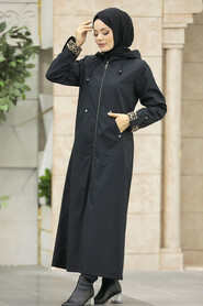  Black Islamic Clothing Coat 60623S - 3