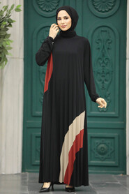  Black Islamic Clothing Dress 16751S - 2