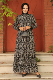 Black Islamic Clothing Dress 2297S - 1