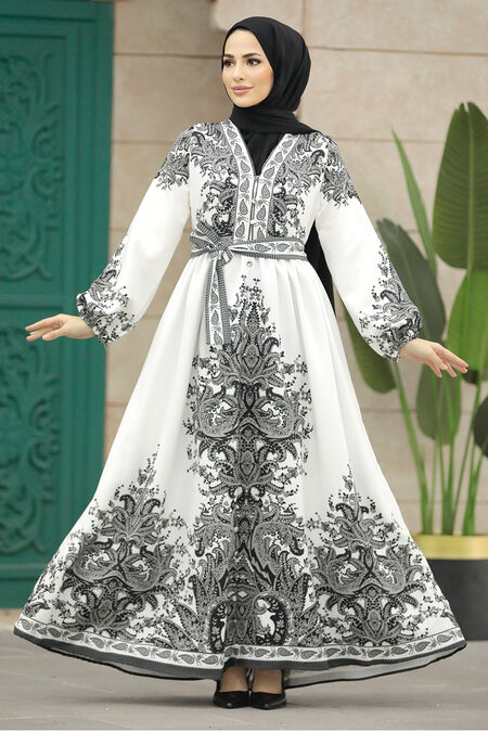  Black Islamic Clothing Dress 23010S - NEVA STYLE