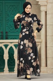  Black Islamic Clothing Dress 27938S - 1