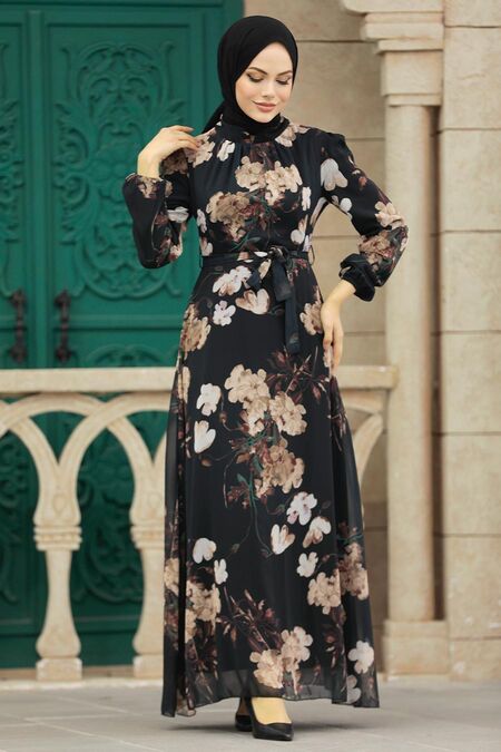  Black Islamic Clothing Dress 27938S - NEVA STYLE