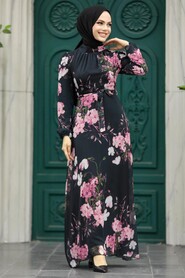  Black Islamic Clothing Dress 27940S - 4