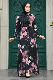  Black Islamic Clothing Dress 27940S - 3