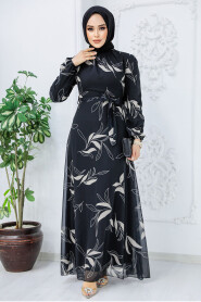  Black Islamic Clothing Dress 27948S - 3